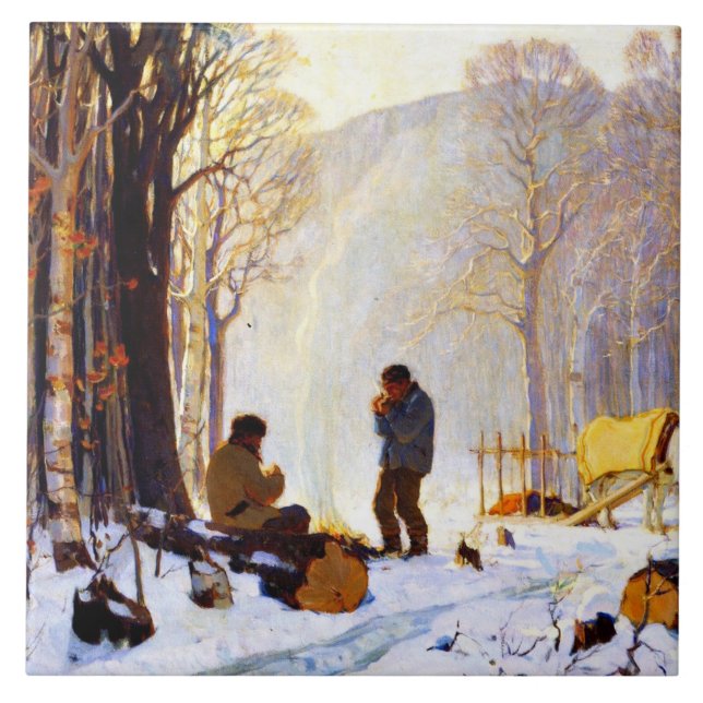 Früh Morgen im Wald Fliese (Vorderseite)