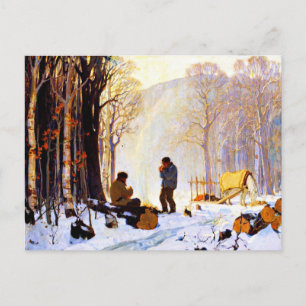 Früh Morgen im Wald, Kunstmalerei Postkarte