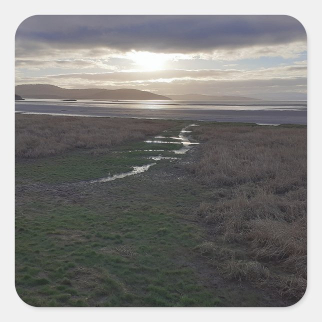 Früh Morgen Morecambe Bay Quadratischer Aufkleber (Vorderseite)