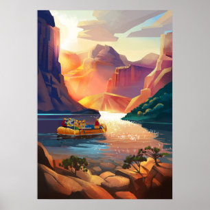 Früh morgens Raftingtour durch den Gran Canyon. Poster
