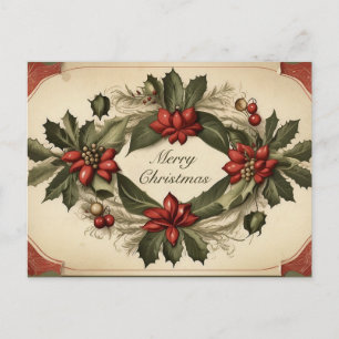 Frühe 1900er Vintage Antike Weihnachtsgirlande Feiertagspostkarte