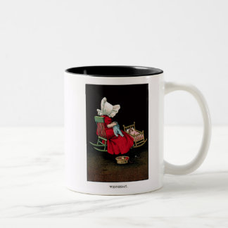 Frühe 1900's Mittwoch Sunbonnet Sue Kaffee-Tasse Zweifarbige Tasse