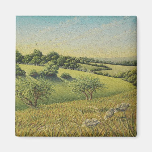 Frühe Abend Sonne, Epsom Downs, Surrey Pastel Magnet (Vorne)