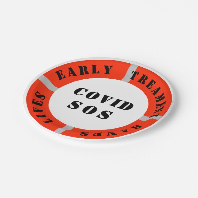 Frühe Behandlung Rette Leben Pappteller (Schrägansicht)