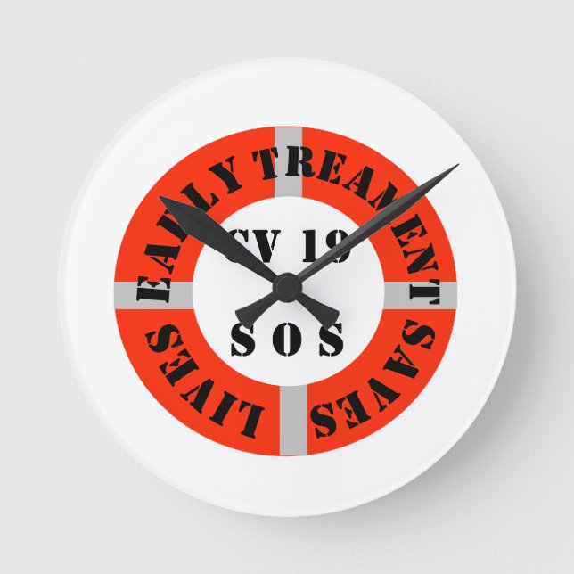 Frühe Behandlung Rette Leben Runde Wanduhr (Vorderseite)