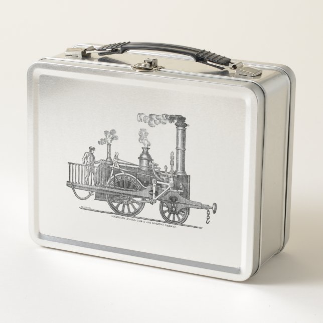 Frühe Dampflokomotiven Metall Lunch Box (Vorderseite)