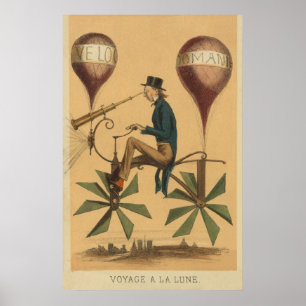 Frühe FLUG Illustrations-Ballon-Zyklus-Kunst Poster