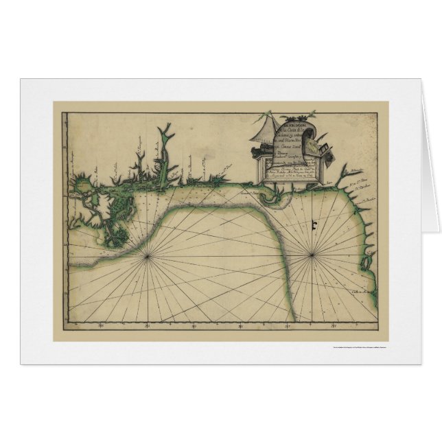 Frühe Golf-Küsten-Karte 1784 (Vorderseite (Horizontal))