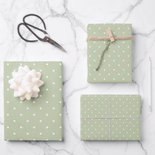 Frühe Herbst-Polka-Punkte Mikro Sanftes Oliv Geschenkpapier Set