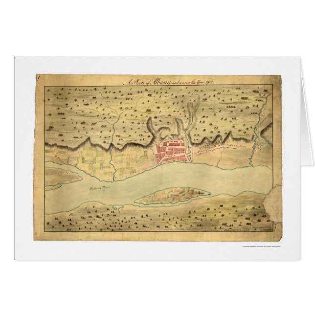 Frühe Karte 1758 Albaniens New York (Vorderseite (Horizontal))