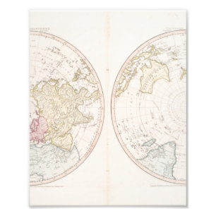 Frühe Karte 1790 der südlichen Nordhemisphären Fotodruck