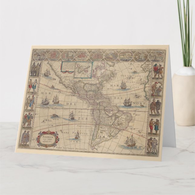 Frühe Karte der amerikanischen Kontinente, Histori (Vorderseite)