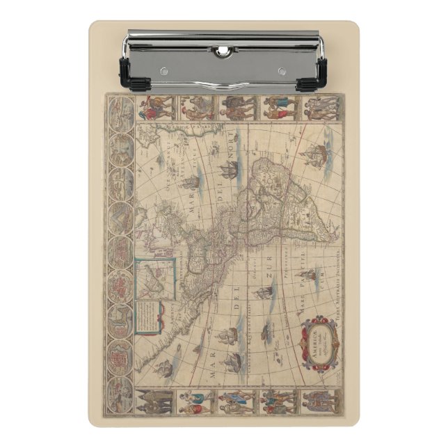 Frühe Karte der Amerikas (Nord- und Südamerika) Mini Klemmbrett (Vorderseite)