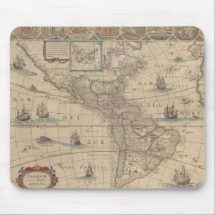 Frühe Karte der Amerikas (Nord- und Südamerika) Mousepad
