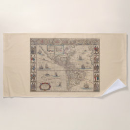 Frühe Karte der Amerikas (Nord- und Südamerika) Strandtuch