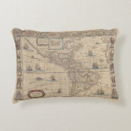 Frühe Karte der Amerikas (Süd- und Nordamerika) Dekokissen