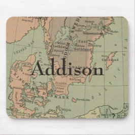 Frühe Karte von Dänemark und Schweden Mousepad