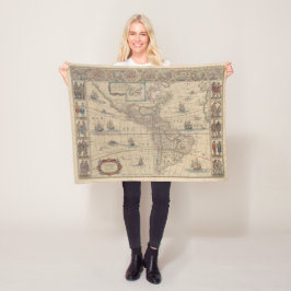 Frühe Karte von Nordamerika und Südamerika Fleecedecke