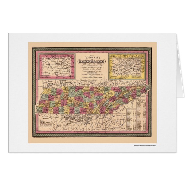 Frühe Karte von Tennessee 1850 (Vorderseite (Horizontal))