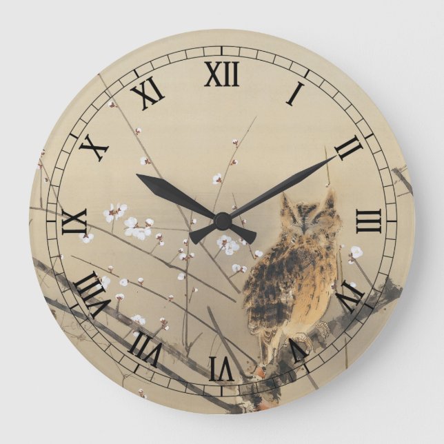 Frühe Pflaumenblüten von Nishimura Goun, Vintages  Große Wanduhr (Vorderseite)