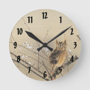 Frühe Pflaumenblüten von Nishimura Goun, Vintages  Runde Wanduhr