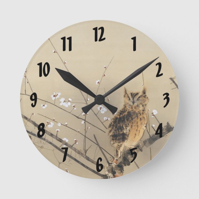 Frühe Pflaumenblüten von Nishimura Goun, Vintages  Runde Wanduhr (Vorderseite)