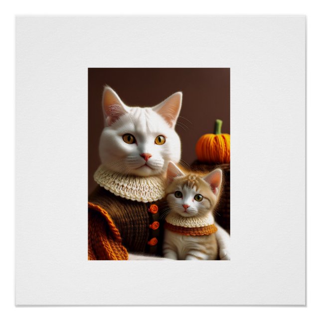 Frühe Pilgerkatze und ihre Kätzchen Poster (Vorderseite)