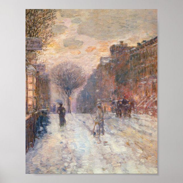 Früher Abend nach Schneefall (Hassam 1906) Poster (Vorne)