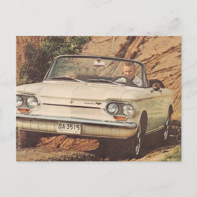 Früher Corvair Cabrio Postkarte (Vorderseite)