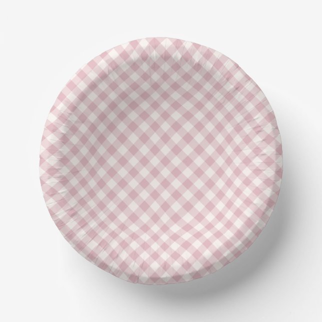Früher Herbst-Retro-Gingham | Gedämpfte Rose Pappteller (Vorderseite)