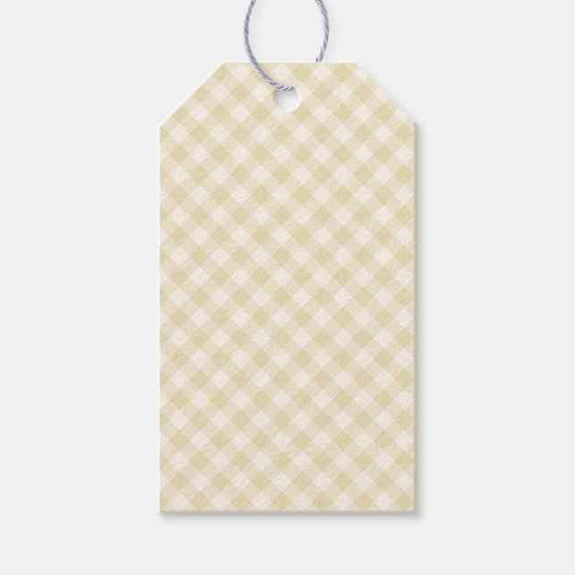 Früher Herbst-Retro-Gingham | Goldenes Weizen Geschenkanhänger (Vorderseite)