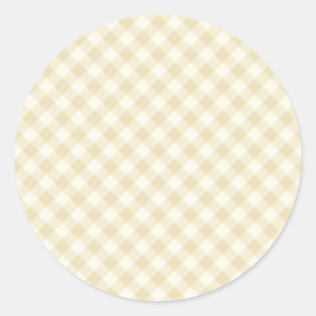 Früher Herbst-Retro-Gingham | Goldenes Weizen Runder Aufkleber (Vorderseite)