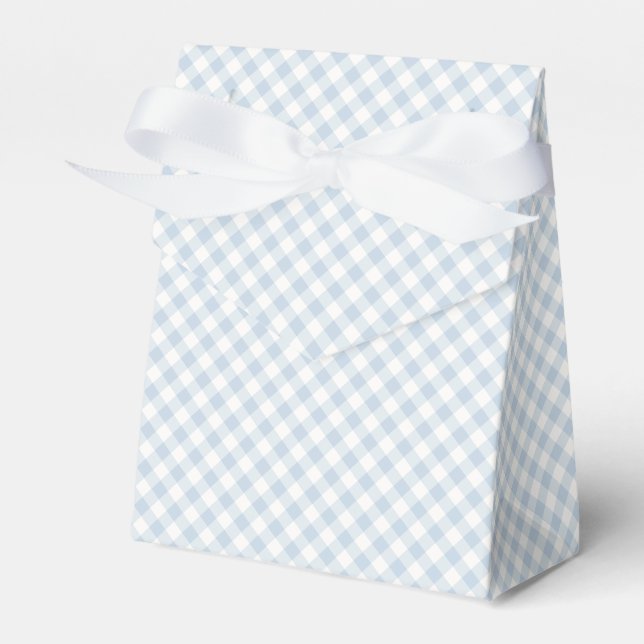 Früher Herbst-Retro-Gingham | Staubblau Geschenkschachtel (Vorderseite)
