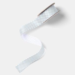 Früher Herbst-Retro-Gingham Staubblau Satinband