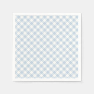 Früher Herbst-Retro-Gingham Staubblau Serviette