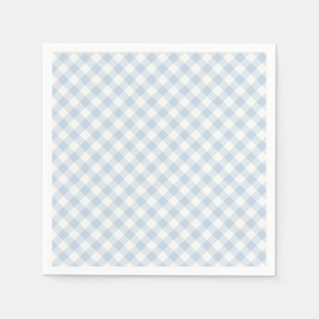 Früher Herbst-Retro-Gingham | Staubblau Serviette (Vorderseite)