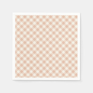 Früher Herbst-Retro-Gingham Warmes Aprikot Serviette