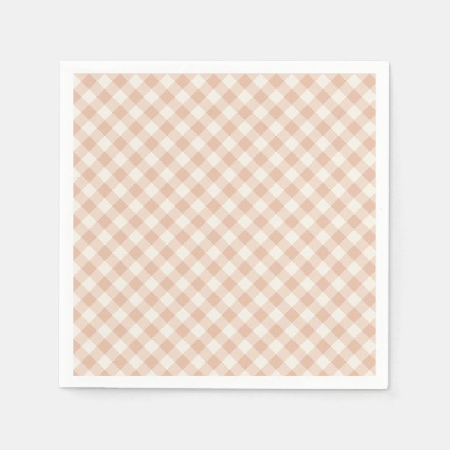Früher Herbst-Retro-Gingham | Warmes Aprikot Serviette (Vorderseite)