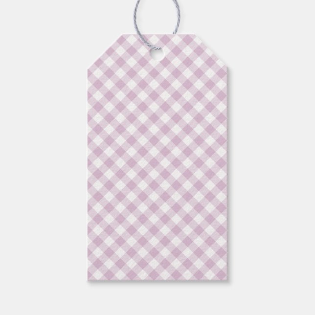 Früher Herbst-Retro-Gingham | Warmes Lila Geschenkanhänger (Vorderseite)