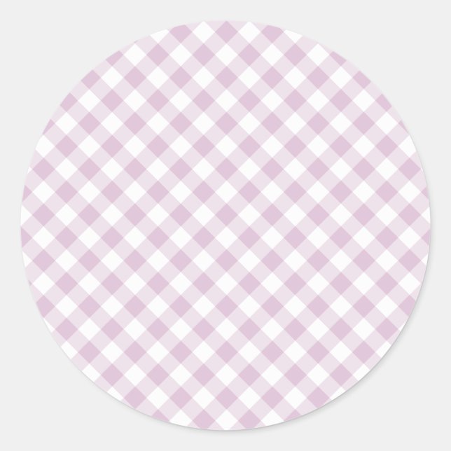 Früher Herbst-Retro-Gingham | Warmes Lila Runder Aufkleber (Vorderseite)