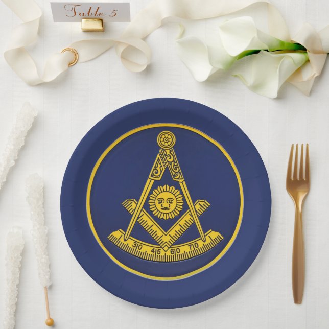 Früher Master Freemason Square und Compass Masonic Pappteller (Hochzeit)