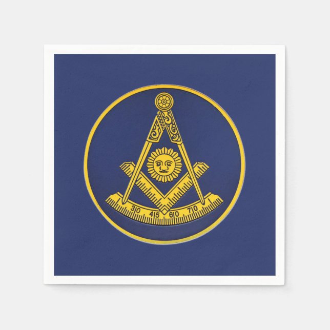 Früher Master Freemason Square und Compass Masonic Serviette (Vorderseite)