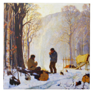 Früher Morgen im Wald Fliese