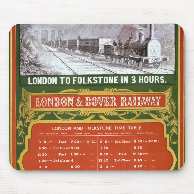 Früher Zeitplan für das London zu Dover-Eisenbahn Mousepad (Vorne)