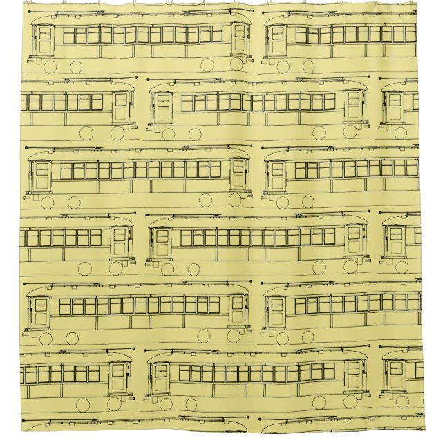 FRÜHERE TRAINSTREETCAR SCHWARZ IHRE FARBE DUSCHVORHANG (Vorderseite)