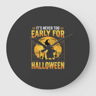 Frühes Halloween-Hexen-Friedhof-Vintage-Design Große Wanduhr