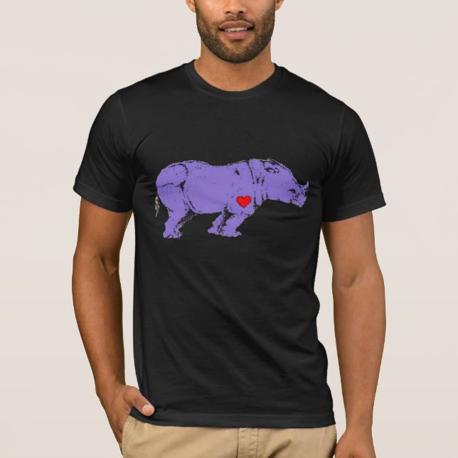 Frühes LGBT Aktivismus-Symbol des lila Rhino- T-Shirt (Vorderseite)