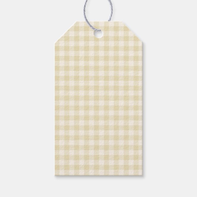 Frühherbst Klassischer Gingham | Goldenes Weizen  Geschenkanhänger (Vorderseite)