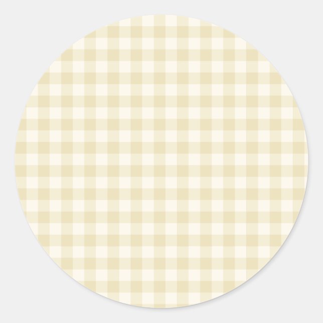 Frühherbst Klassisches Gingham | Goldenes Weizen  Runder Aufkleber (Vorderseite)