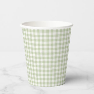 Frühherbst Klassisches Gingham | Sanftes Oliv Pappbecher